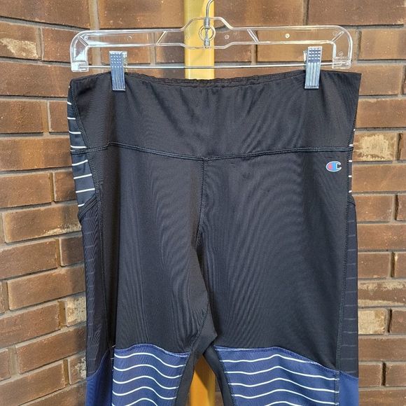 Champion spandex leggings multi stripe zip ankle mesh pockets athletic - Picture 2 of 9